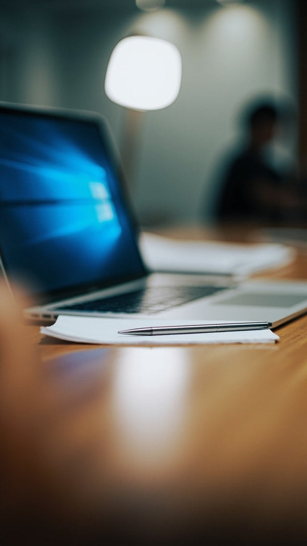 A Laptop Computer Sitting On A Wooden Desk — Stock Photo