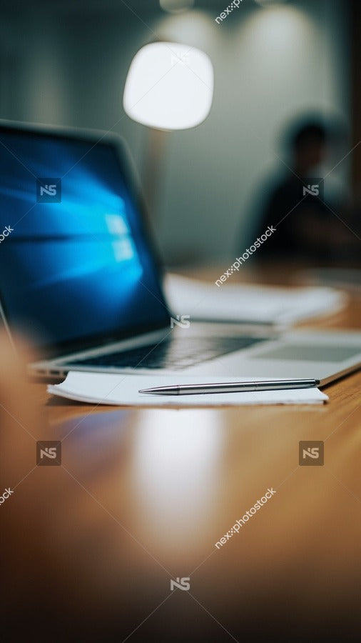 A Laptop Computer Sitting On A Wooden Desk — Stock Photo