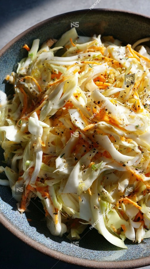 A Bowl Of Coleslaw With Carrots And Seasoning — Stock Photo