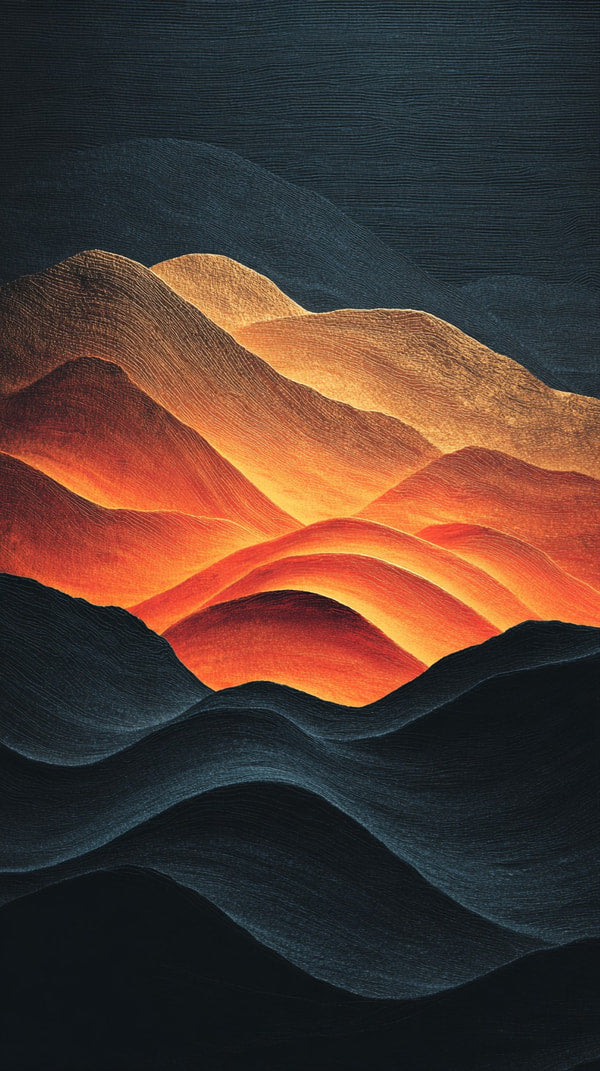 A Dark Night Sky With A Mountain Range In Silhouette Illuminated By An Orange Glow From The Sunset — Stock Photo