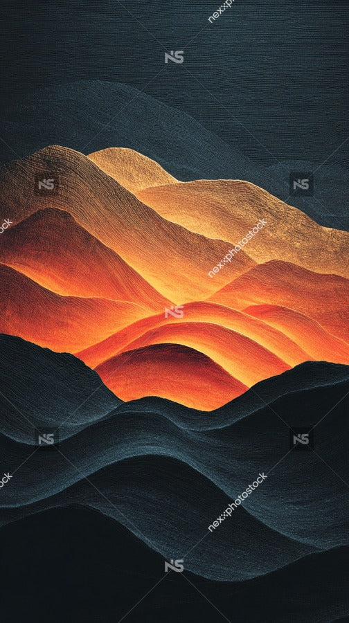 A Dark Night Sky With A Mountain Range In Silhouette Illuminated By An Orange Glow From The Sunset — Stock Photo
