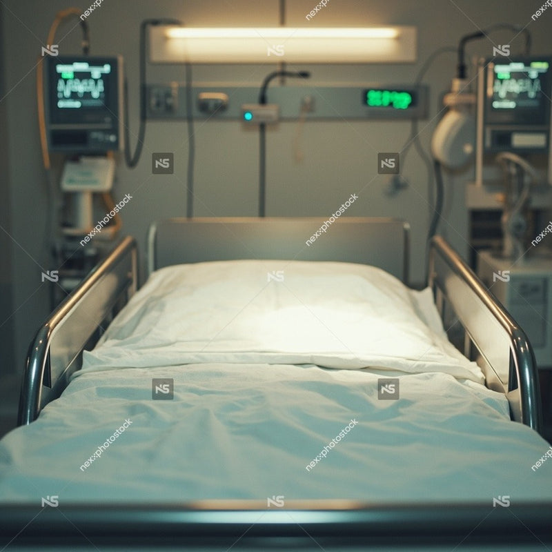 Hospital Bed In Operating Room With Medical Equipment And Monitors — Stock Photo