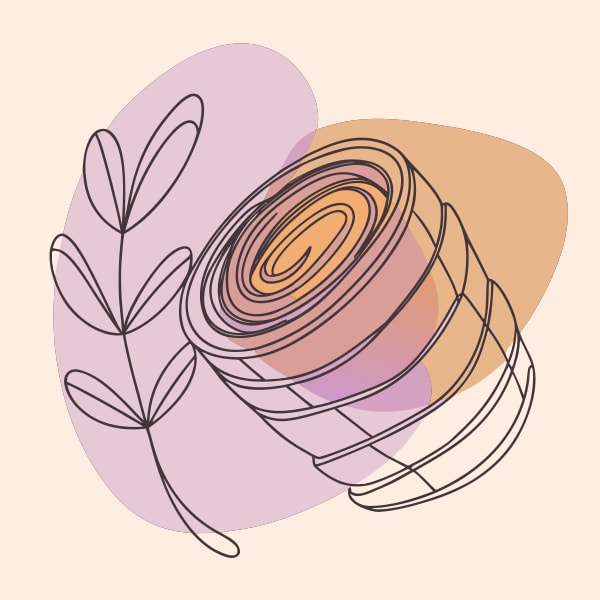 Abstract Illustration Of A Roll Of Paper With A Plant Leaf On Top In Shades Of Purple And Orange — Stock Vector