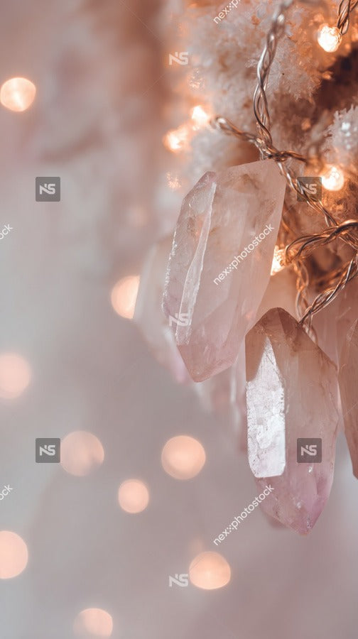A Crystal Chandelier Decoration With Hanging Crystals Set Against A Blurred Background Of Lights And A String Of Lights — Stock Photo