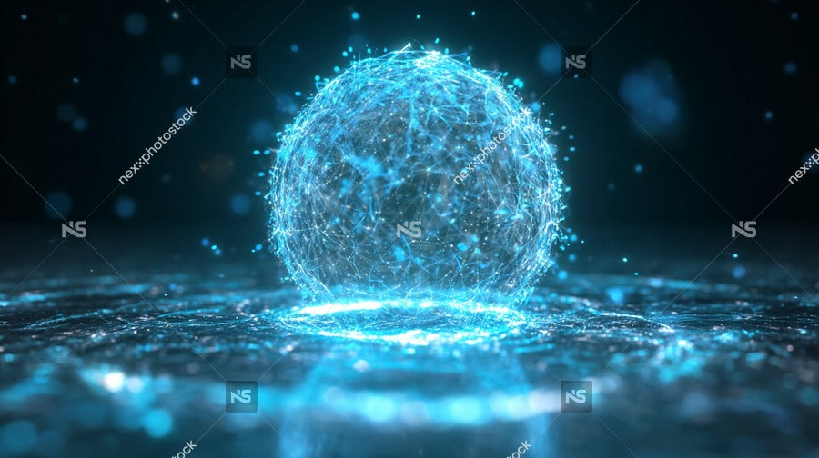 3d Rendering Of A Glowing Blue Bubble Floating In Space With A Cosmic Background — Stock Photo
