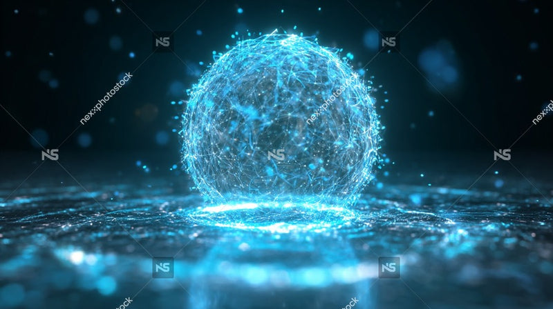 3d Rendering Of A Glowing Blue Bubble Floating In Space With A Cosmic Background — Stock Photo