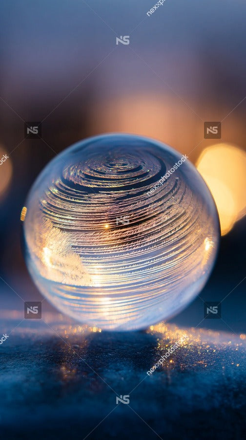 A Crystal Ball Glows Softly Against A Dark Background With Light Reflections Visible On Its Surface — Stock Photo
