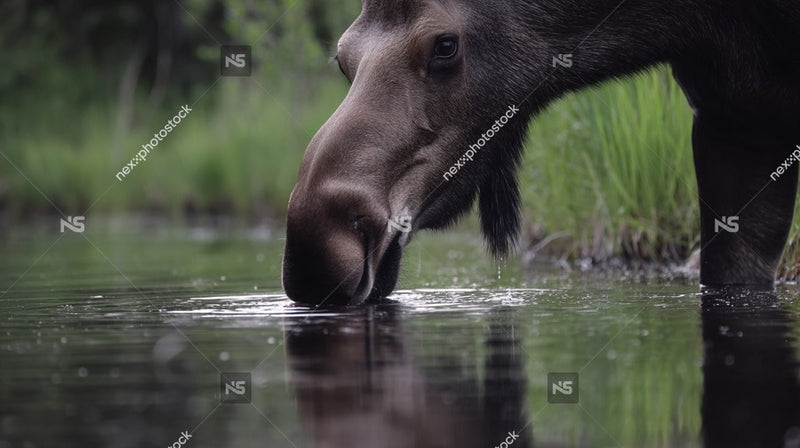 A Moose Drinking Water From A Stream In A Natural Setting — Stock Photo