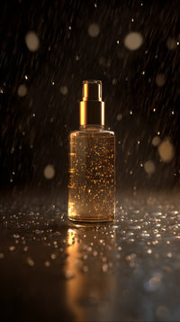 Aroma Diffuser With Essential Oils On A Table In Front Of Raindrops Set Against A Dark Background — Stock Photo