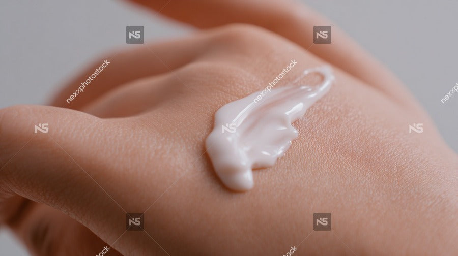 Shows A Close Up View Of A Person S Hand Holding A Small Jar With A Creamy Substance On It — Stock Photo